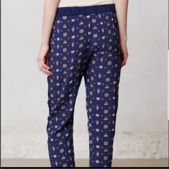 ANTHROPOLOGIE LEIF NOTES Cropped
Paisley Method Trousers Pants Blue Sz 10 - Picture 1 of 15